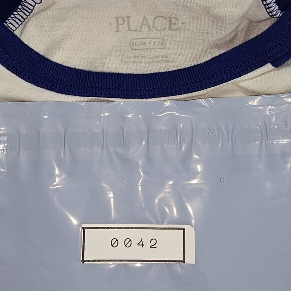 Boys M 7/8 Dino Raglan Shirt The Children’s Place Blue White BOSS Graphic T-REX - Picture 14 of 14